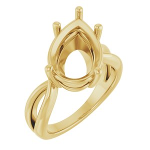 18K Yellow Gold 15x10 mm Pear Ring Mounting – image 2