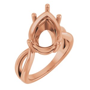 10K Rose Gold 15x10 mm Pear Ring Mounting – image 2