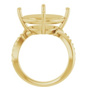 14K Yellow Gold 16 mm Round Ring Mounting – image 4