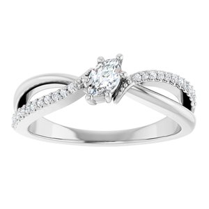14K White Gold 5x3 mm Marquise Ring Mounting – image 5