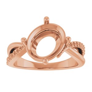 18K Rose Gold 11x9 mm Oval Ring Mounting – image 6