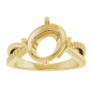 10K Yellow Gold 11x9 mm Oval Ring Mounting – image 6