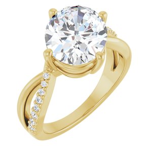 14K Yellow Gold 11x9 mm Oval Ring Mounting