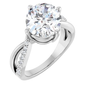 14K White Gold 11x9 mm Oval Ring Mounting