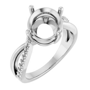 14K X1 White Gold 11x9 mm Oval Ring Mounting – image 2