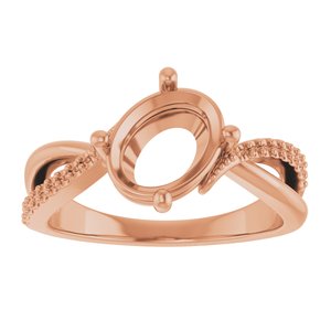 14K Rose Gold 9x7 mm Oval Ring Mounting – image 6