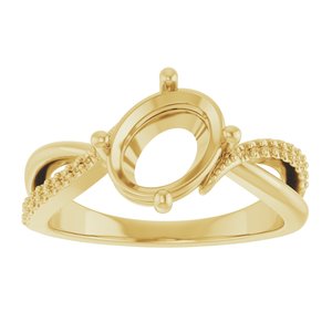 18K Yellow Gold 9x7 mm Oval Ring Mounting – image 6