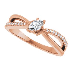 10K Rose Gold 5x3 mm Marquise Ring Mounting – image 8