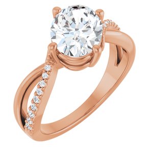 10K Rose Gold 9x7 mm Oval Ring Mounting
