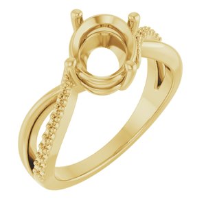 18K Yellow Gold 9x7 mm Oval Ring Mounting – image 2