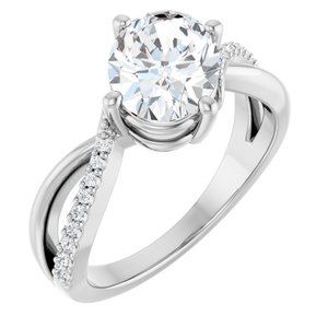 14K X1 White Gold 9x7 mm Oval Ring Mounting