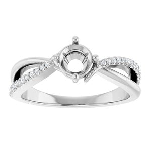 14K White Gold 5.2 mm Round 1/10 CTW Lab-Grown Diamond Semi-Set Ring – image 6