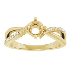 14K Yellow Gold 5.2 mm Round .08 CTW Natural Diamond Semi-Set Ring – image 6