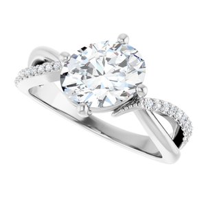 14K White Gold 9x7 mm Oval Ring Mounting – image 8