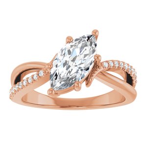 14K Rose Gold 11x5.5 mm Marquise Ring Mounting – image 5