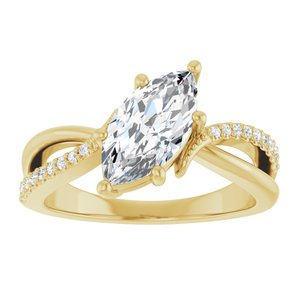 14K Yellow Gold 11x5.5 mm Marquise Ring Mounting – image 5