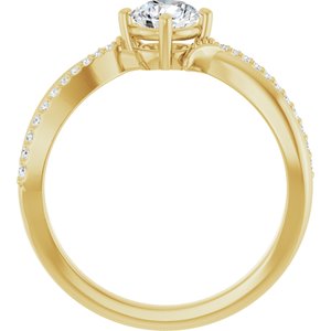 14K Yellow Gold 5.2 mm Round 1/10 CTW Lab-Grown Diamond Semi-Set Ring – image 3
