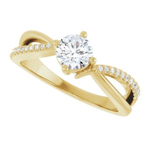 14K Yellow Gold 5.2 mm Round .08 CTW Natural Diamond Semi-Set Ring – image 8