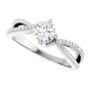 14K White Gold 5.2 mm Round 1/10 CTW Lab-Grown Diamond Semi-Set Ring – image 8