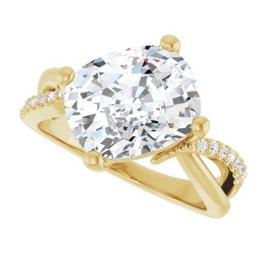 18K Yellow Gold 11x9 mm Elongated Cushion Ring Mounting – image 8