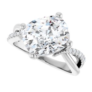 10K White Gold 11x9 mm Elongated Cushion Ring Mounting – image 8