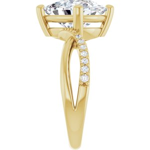 14K Yellow Gold 11x9 mm Elongated Cushion Ring Mounting – image 7