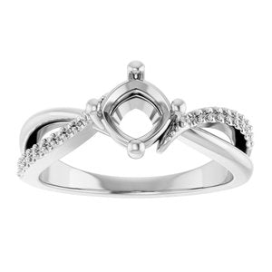 14K X1 White Gold 5.5x5.5 mm Cushion Ring Mounting – image 6
