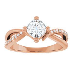 14K Rose Gold 5.5x5.5 mm Cushion Ring Mounting – image 5