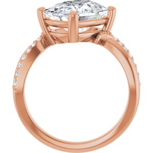10K Rose Gold 11x9 mm Elongated Cushion Ring Mounting – image 3