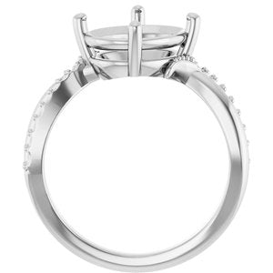 14K X1 White Gold 11x9 mm Oval Ring Mounting – image 4