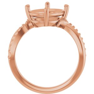 14K Rose Gold 11x9 mm Oval Ring Mounting – image 4