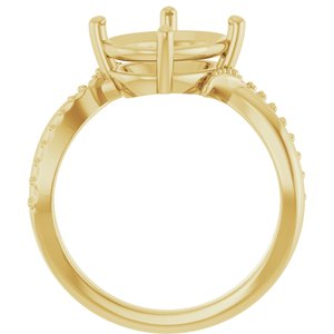 14K Yellow Gold 11x9 mm Oval Ring Mounting – image 4