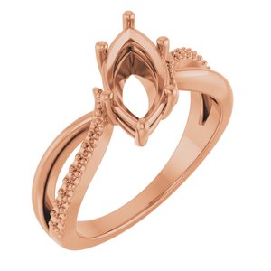 18K Rose Gold 11x5.5 mm Marquise Ring Mounting – image 2