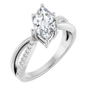 14K X1 White Gold 11x5.5 mm Marquise Ring Mounting