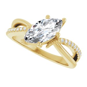 14K Yellow Gold 11x5.5 mm Marquise Ring Mounting – image 8