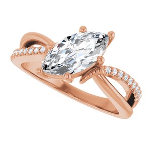 14K Rose Gold 11x5.5 mm Marquise Ring Mounting – image 8