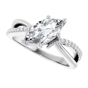 14K X1 White Gold 11x5.5 mm Marquise Ring Mounting – image 8