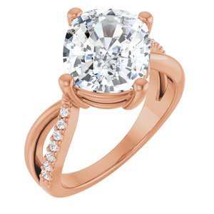 10K Rose Gold 11x9 mm Elongated Cushion Ring Mounting
