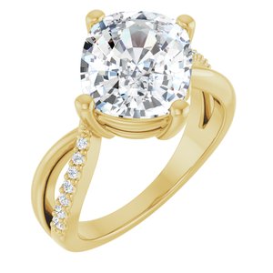 18K Yellow Gold 11x9 mm Elongated Cushion Ring Mounting