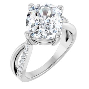 Sterling Silver 11x9 mm Elongated Cushion Ring Mounting