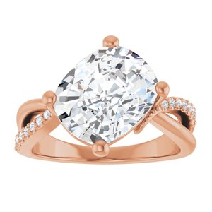 10K Rose Gold 11x9 mm Elongated Cushion Ring Mounting – image 5