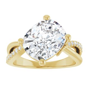 18K Yellow Gold 11x9 mm Elongated Cushion Ring Mounting – image 5