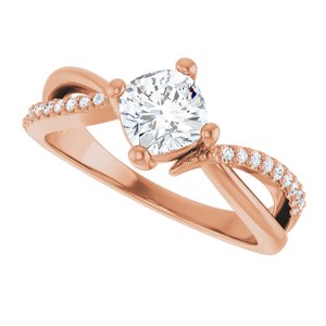 10K Rose Gold 5.5x5.5 mm Cushion Ring Mounting – image 8