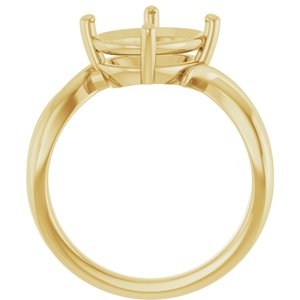 14K Yellow Gold 11x9 mm Oval Ring Mounting – image 4