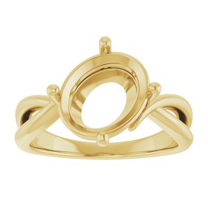 14K Yellow Gold 11x9 mm Oval Ring Mounting – image 6
