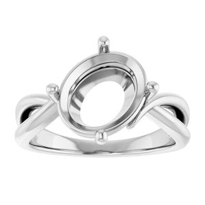 14K X1 White Gold 11x9 mm Oval Ring Mounting – image 6