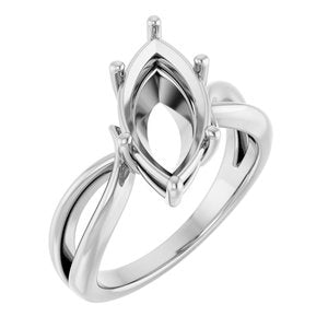 14K X1 White Gold 15x7 mm Marquise Ring Mounting – image 2
