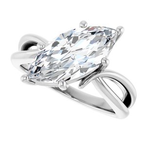 18K White Gold 15x7 mm Marquise Ring Mounting – image 8