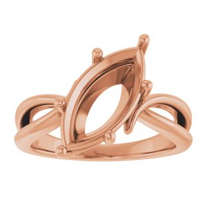 18K Rose Gold 15x7 mm Marquise Ring Mounting – image 6