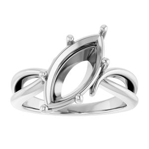 18K White Gold 15x7 mm Marquise Ring Mounting – image 6